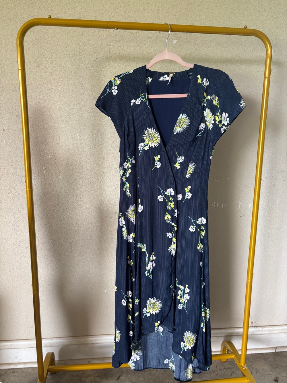 Free People Floral Maxi Summer Dress For Women with Cap Sleeves